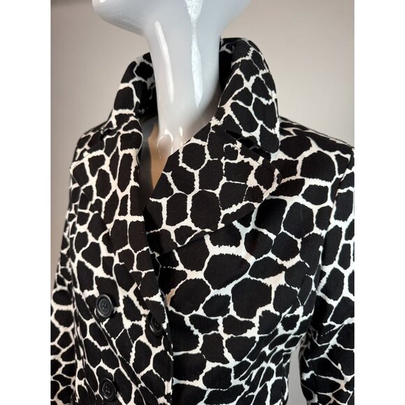 Vintage 90s Elementz Black & White Giraffe Print Double-Breasted Jacket Medium - Picture 2 of 16